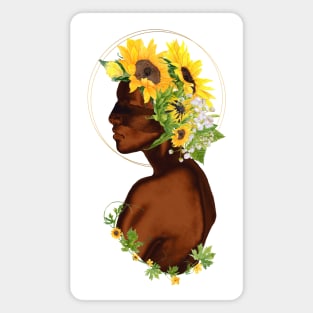 Black Woman with Sunflower Crown Magnet